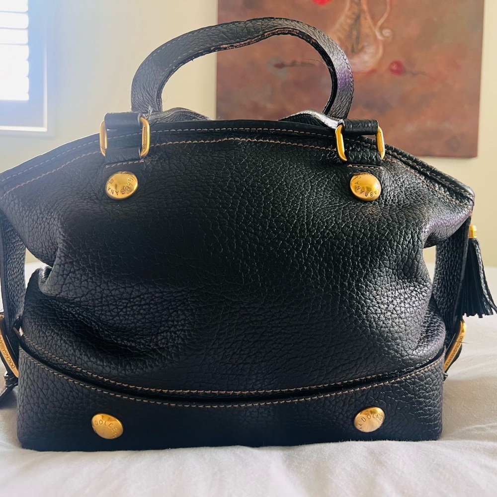 Dolce & Gabbana Black Satchel with Gold Details